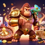 Nohu90 transforms gaming with vibrant casino action featuring a powerful gorilla king and lucky chameleon.