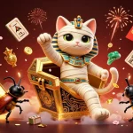 Ilustración 3D de un gato momia egipcio en un casino, representando los mejores casinos en España.