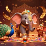 Engage with rr88's online gambling scene featuring vibrant, festive elements and rich casino symbols.