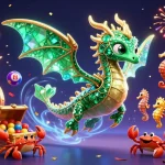 Putaran seru di slot online dengan karakter naga laut berkilau dan simbol keberuntungan lainnya.