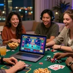 Friends enjoying live games on MBM娛樂 in a cozy setting with vibrant excitement.