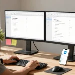 Customizing telegram中文 settings in a modern workspace with dual monitors.
