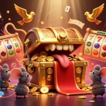 Experience the thrill of winning at slotbesar login with a treasure chest, slot reels, and enchanting game elements.
