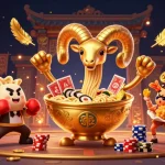 Experience excitement and big wins with slot gacor featuring dynamic characters in a vibrant casino scene.