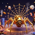Giocando ai casino non AAMS con un ragno dorato e personaggi di gioco, esplosioni di gemme e monete