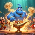 Scopri i siti scommesse non AAMS sicuri con un genio e un tappeto volante in un'illustrazione vivace.