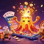 Engage with situs judi bola through this lively and dynamic 3D casino illustration showcasing energetic gaming elements and festive casino atmosphere.