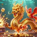 Experience vibrant gameplay and jackpots with uk88win's thrilling casino scene featuring dragons and coins.