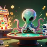 Engage in the excitement of the casino world with Men’s fashion blog's vibrant 3D alien illustration featuring poker action.