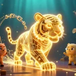Engage with bigpot88 through a dazzling casino scene featuring a neon-wireframe tiger and digital elements.