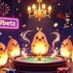 Experience the thrill of 9betz with glowworms lighting up a cave casino gameplay scene, featuring vibrant elements.