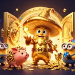 Spin to win with engaging slot bonus new member illustration showcasing treasures and magical elements.